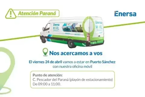 Enersa lleva su Oficina Móvil a Puerto Sánchez, en Paraná