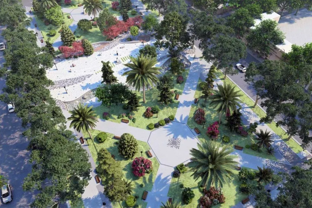 Así será la nueva plaza Washington. Una alegoría al río Uruguay en un espacio destinado al descanso, entre las novedades