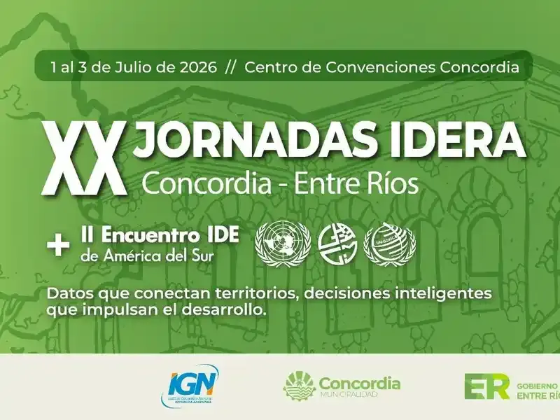 Concordia será sede de las XX Jornadas IDERA 2026: un evento fundamental para el desarrollo inteligente de los territorios