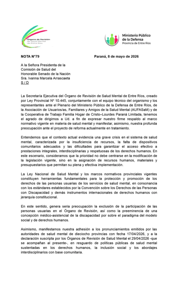 Expresan preocupación por el proyecto para modificar la ley de salud mental