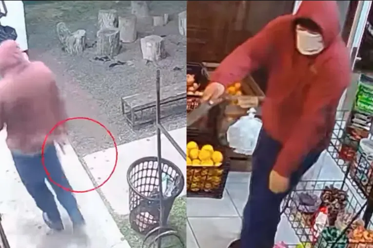 Video: entró con una cuchilla, robó más de $300 mil y lo detuvieron en un baldío en Villaguay