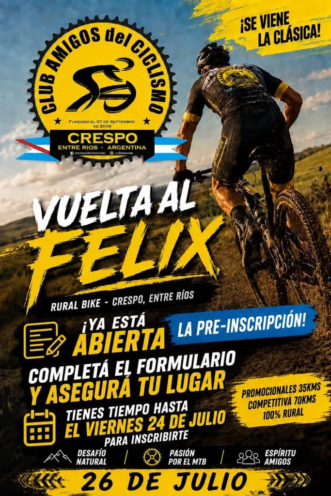 Ciclismo: Se viene la 2da. Edición de la “Clásica Vuelta al Felix” en Crespo