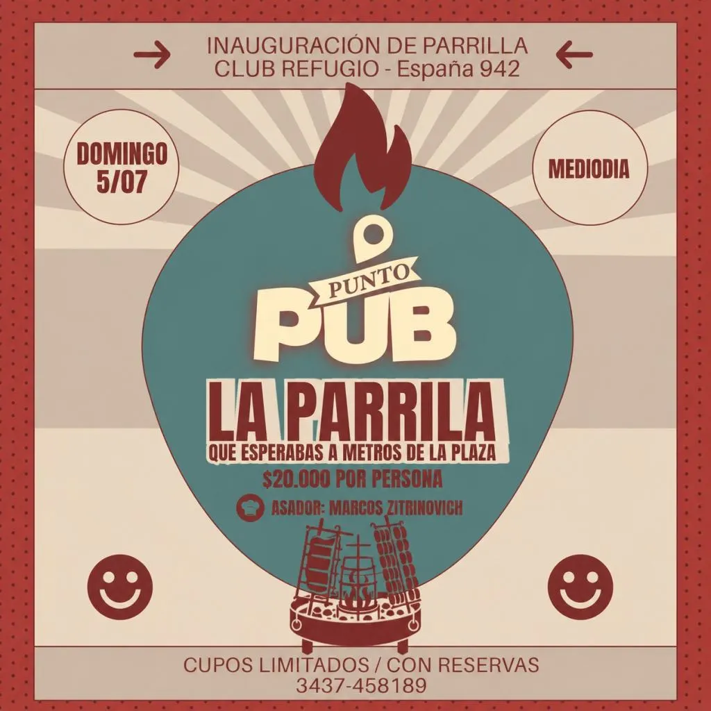 La Paz suma un nuevo lugar para los amantes del asado: este domingo inaugura la parrilla de Punto Pub