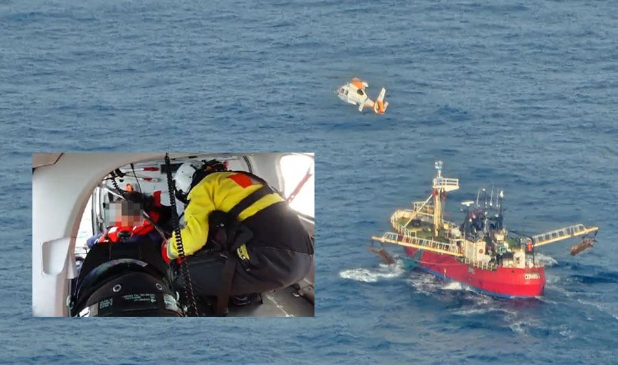 Operativo contrarreloj en el Mar Argentino: Prefectura aeroevacuó a un tripulante de un buque pesquero