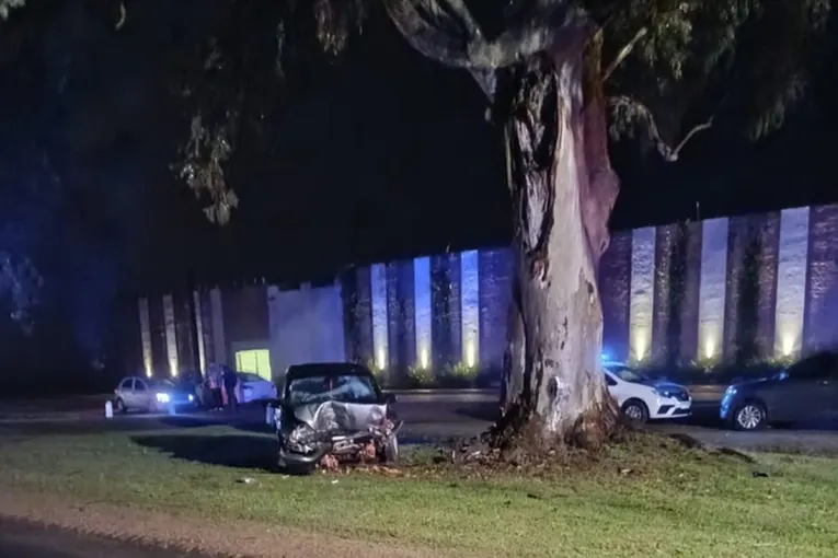 Un auto despistó y chocó contra un árbol en Ruta 20 frente al Cementerio de Urdinarrain