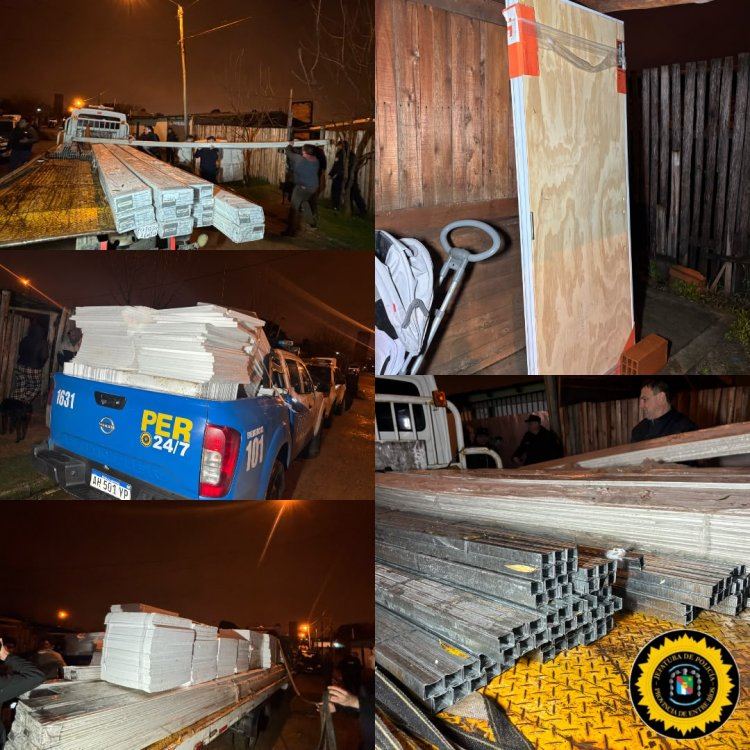 La Policía secuestró una gran cantidad de aberturas de aluminio, armas y camionetas