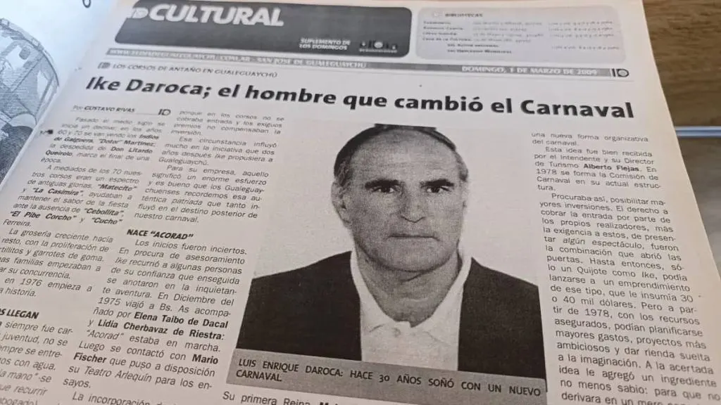 Murió Ike Daroca, un hombre clave en la historia del Carnaval de Gualeguaychú