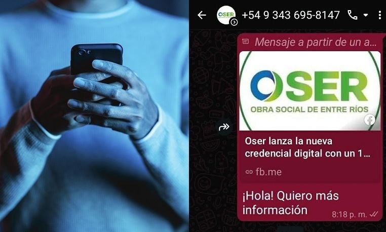 OSER advierte por intentos de estafa a afiliados mediante Whatsapp