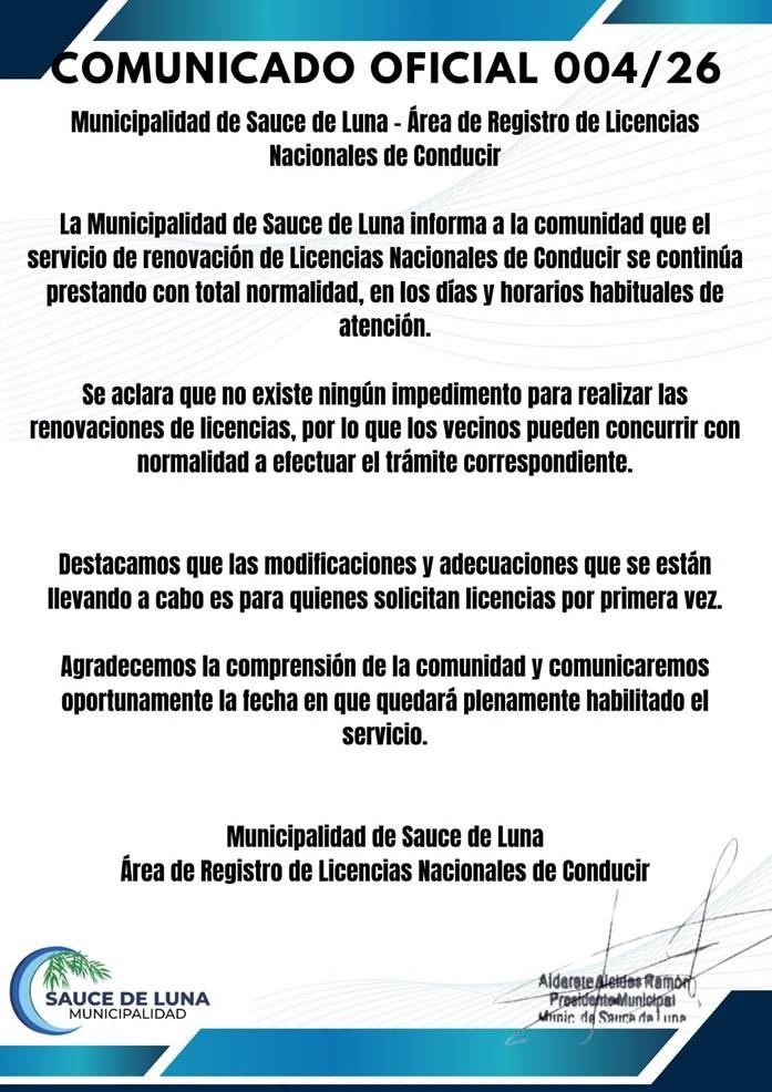 Sauce de luna: Aclaran que se pueden seguir renovando licencias de conducir