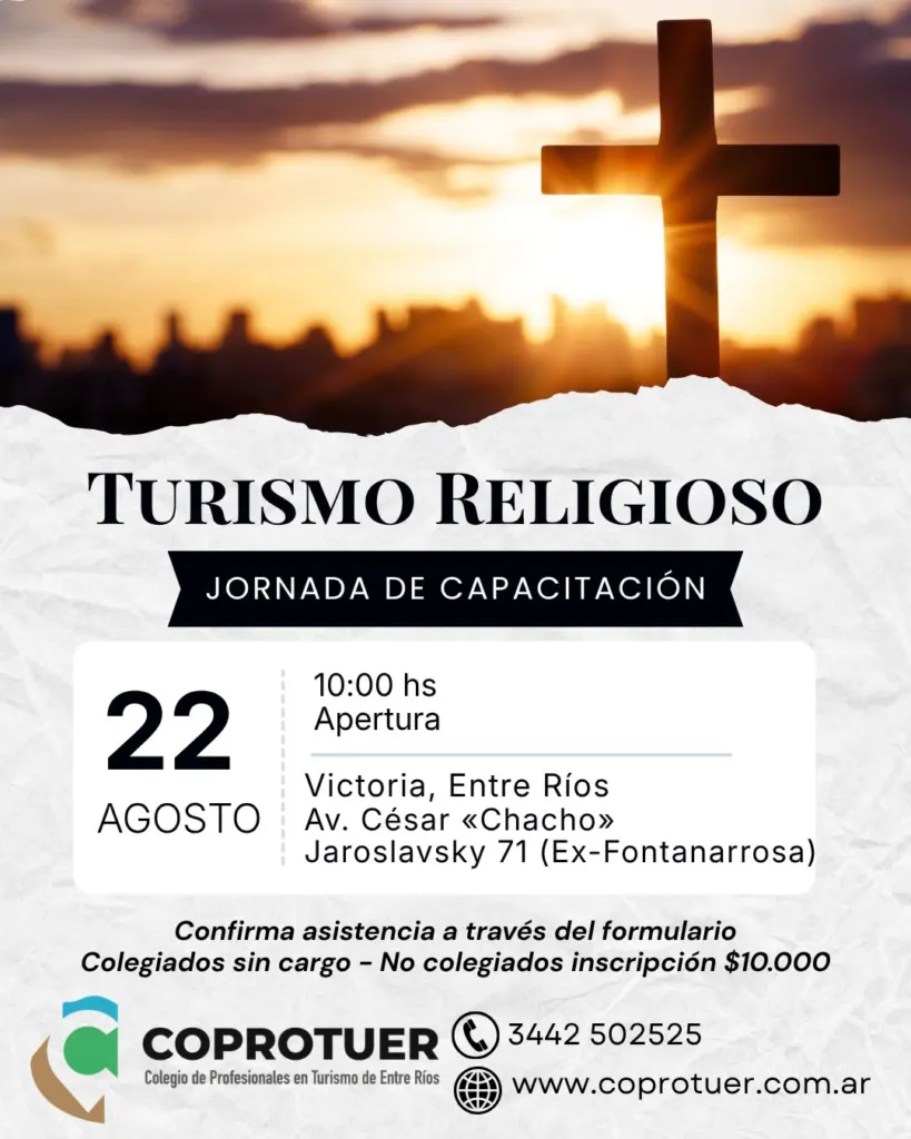Victoria será sede de una jornada de capacitación sobre Turismo Religioso