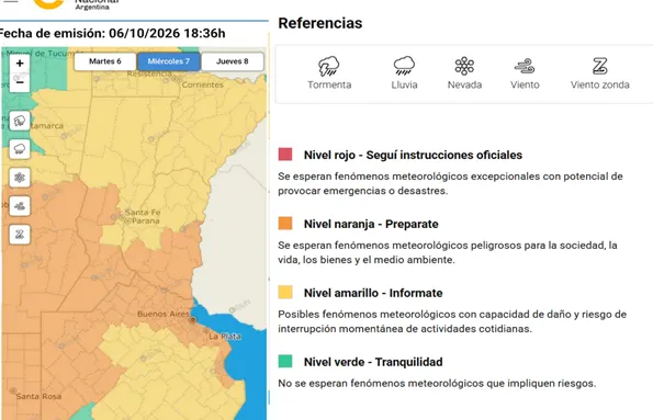 Actualizan el alerta meteorológico para entre ríos