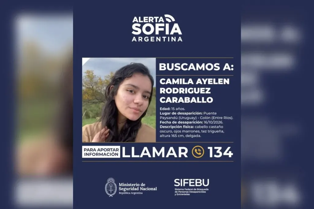 Alerta Sofía: buscan a una adolescente de 15 años vista por última vez en el puente Paysandú-Colón