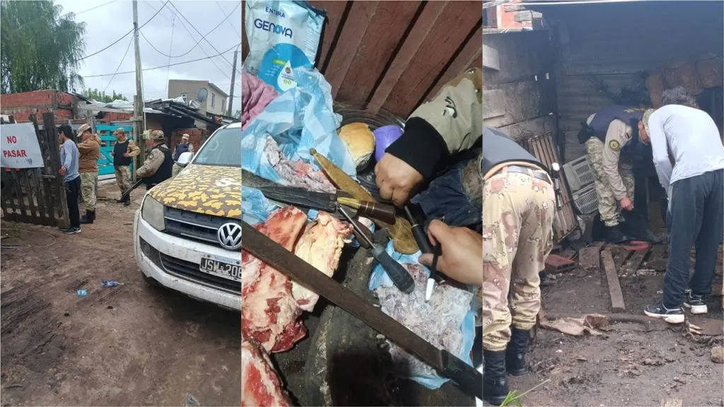 Allanamientos por abigeato terminaron con secuestro de carne, cuchillas y elementos con sangre
