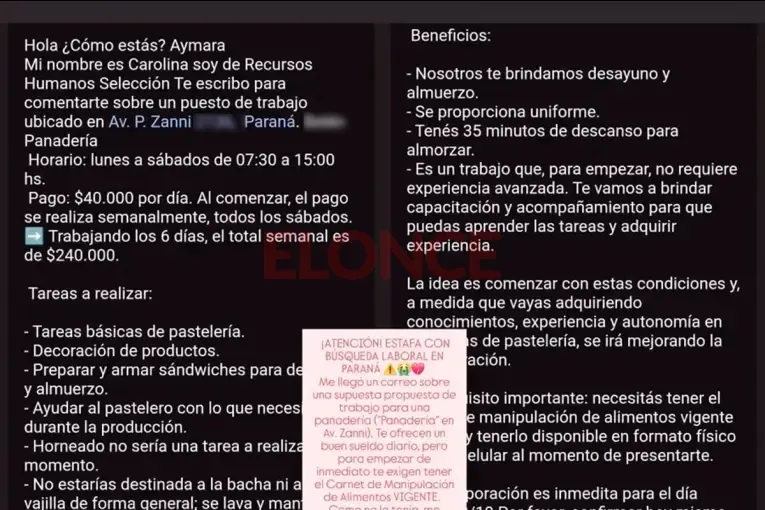 Buscaba trabajo en Paraná, pagó $35.000 por un trámite y descubrió que la oferta laboral era una estafa