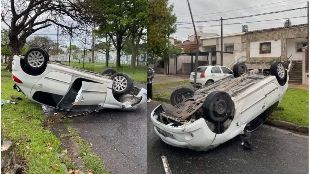Chocó contra una columna de alumbrado y volcó en Paraná: dio positivo en alcoholemia
