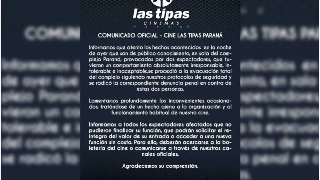 Cine Las Tipas radicó una denuncia penal contra las mujeres que arrojaron gas pimienta
