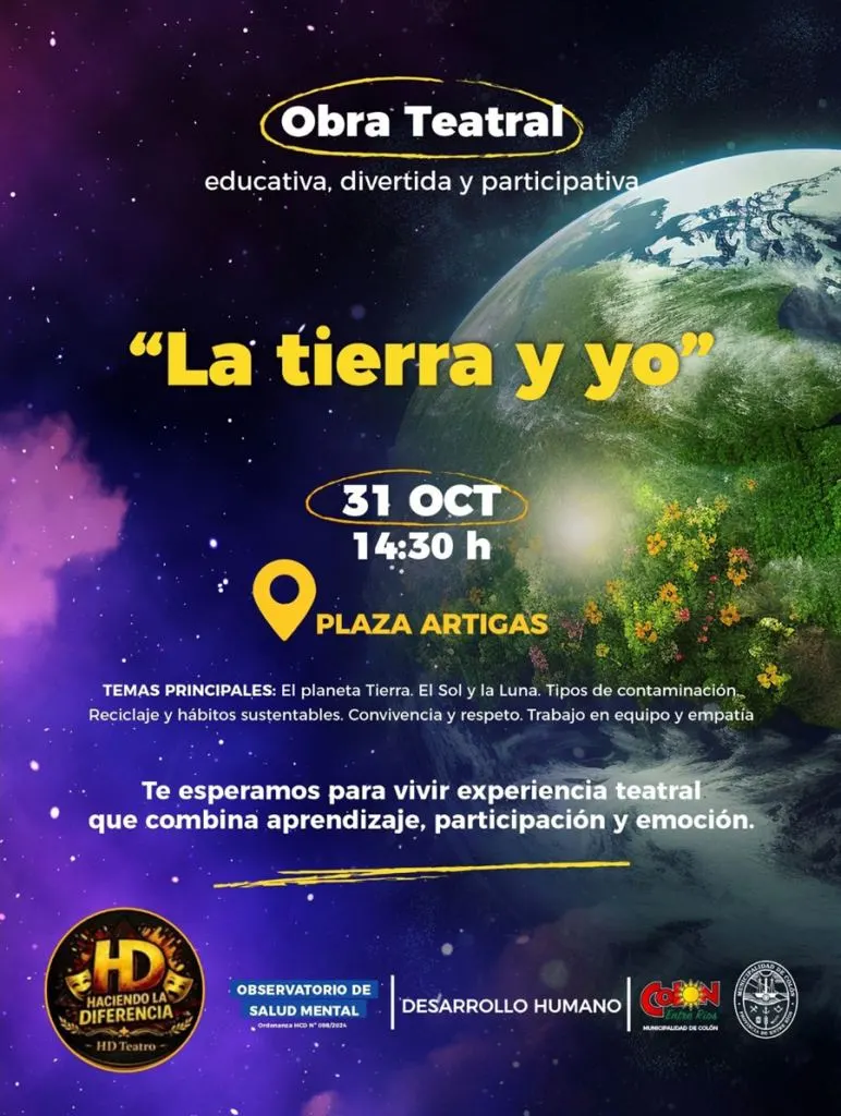 Colón invita a disfrutar de «La Tierra y Yo», una obra teatral educativa sobre el ambiente y la convivencia