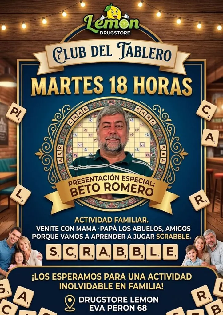 Concepción del Uruguay: Beto Romero se consagró campeón del Torneo Mensual de Scrabble y dictará un taller para la familia