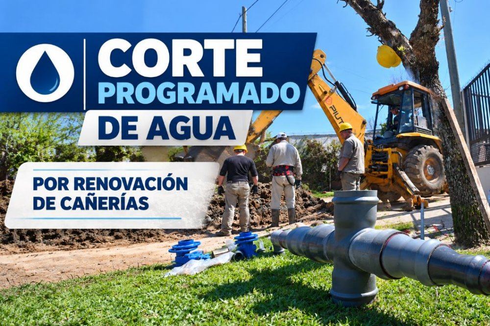 Corte programado de agua por renovación de cañerías