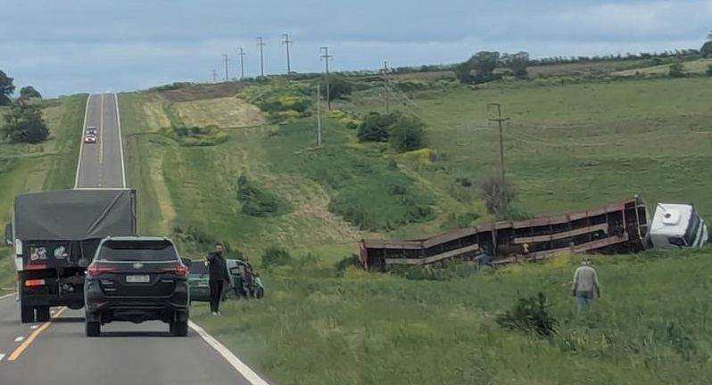 Despiste de un camión cargado con animales en Ruta Nº 131