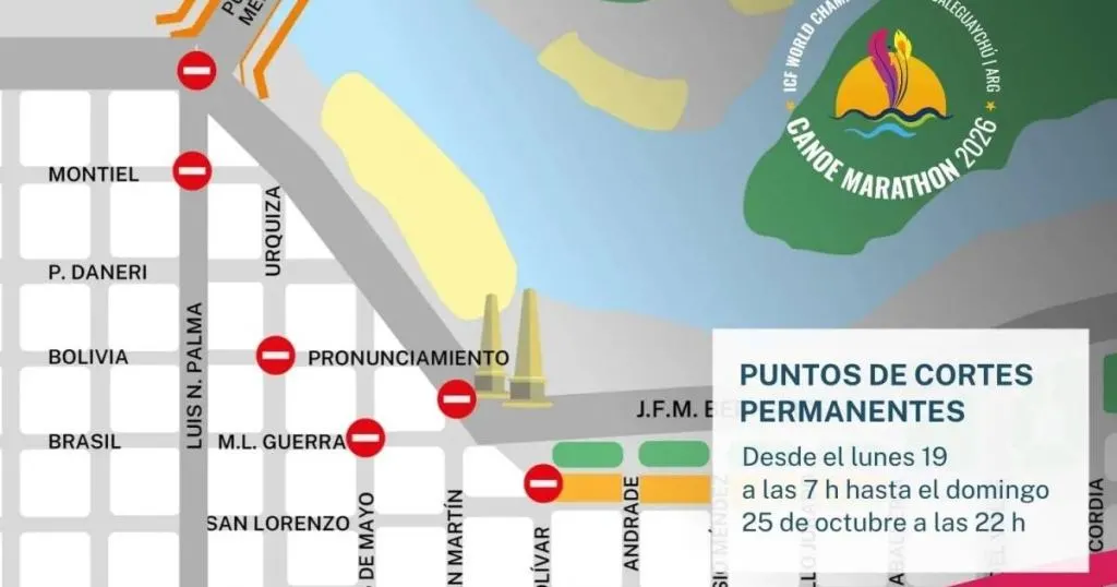 Dieron a conocer las calles que estarán cortadas por el Mundial de Canotaje: cómo funcionará el tránsito