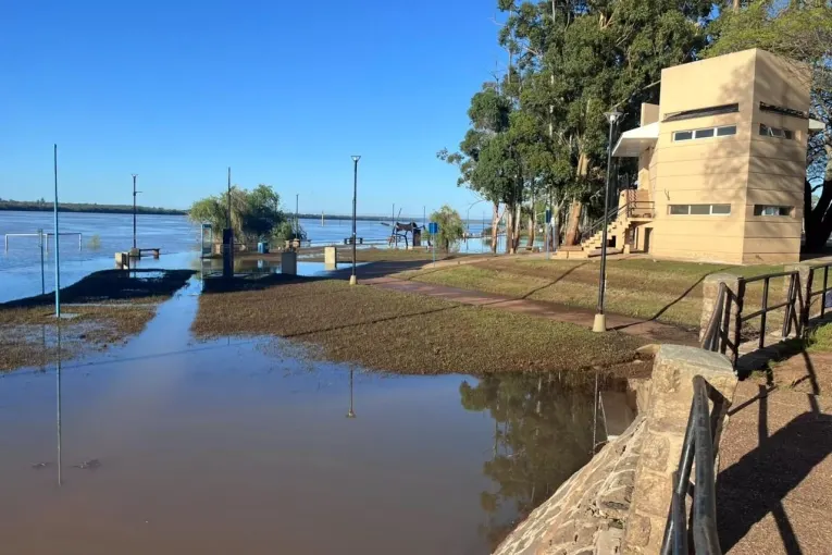 El río Uruguay continúa bajando en el comienzo de la semana y cambia el paisaje de la costanera