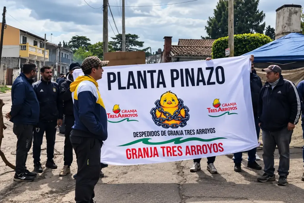Granja Tres Arroyos ofreció un cajón de pollos para levantar un bloqueo