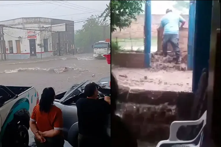 Imágenes del temporal en La Paz: cayeron 45 milímetros en pocos minutos y el agua ingresó a viviendas