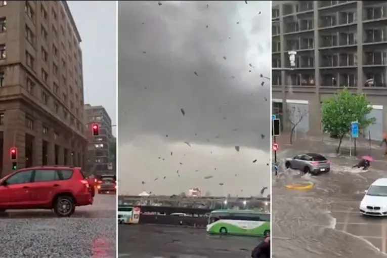 Impactante temporal en Chile arrancó parte del techo de una terminal de ómnibus y declararon alerta roja: el video