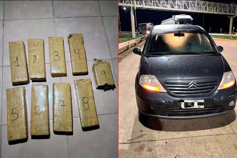Incautaron nueve ladrillos de marihuana y más de 60 bochitas de cocaína en control vehicular