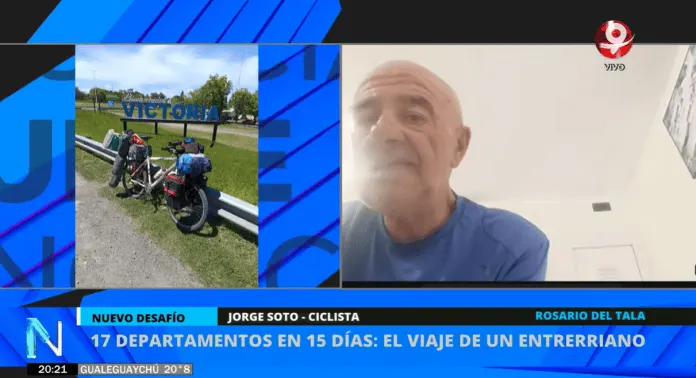 Jorge tiene 66 años y va a recorrer los 17 departamentos entrerrianos en bicicleta