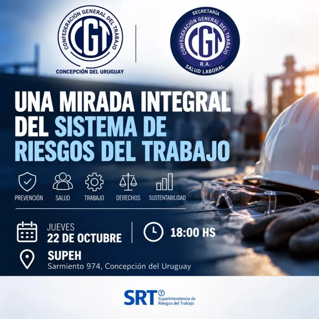 La CGT realizará una charla sobre riesgos del trabajo en Concepción del Uruguay