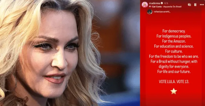 Madonna se metió en la campaña de Lula: “Por un Brasil sin hambre, con dignidad para todos”