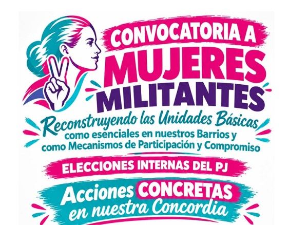 Mujeres peronistas de Concordia convocan a un encuentro para debatir y reconstruir la participación política