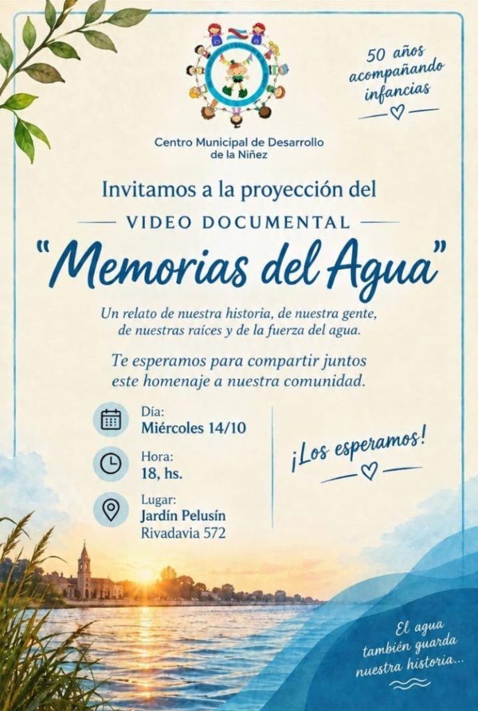 Presentarán el documental “Memorias del Agua” en el Jardín Pelusín