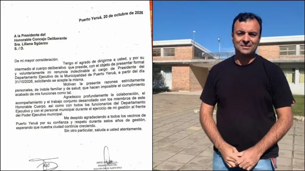 Renunció el intendente de Puerto Yeruá y dejará el cargo el 31 de octubre