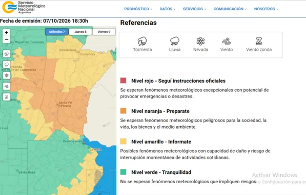 Rige un alerta naranja por tormentas para toda la provincia