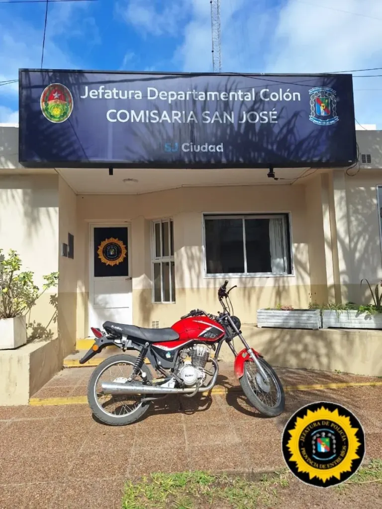 San José: recuperaron una moto robada tras una agresión