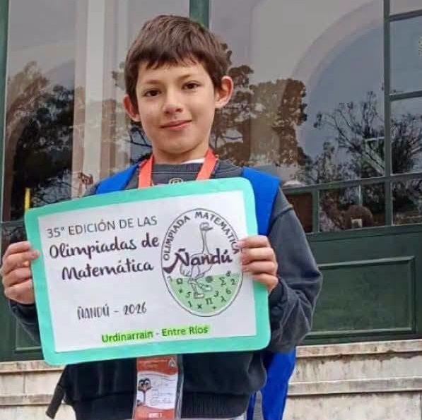 Santino Percara de Urdinarrain, campeón nacional de la Olimpíada de Matemática