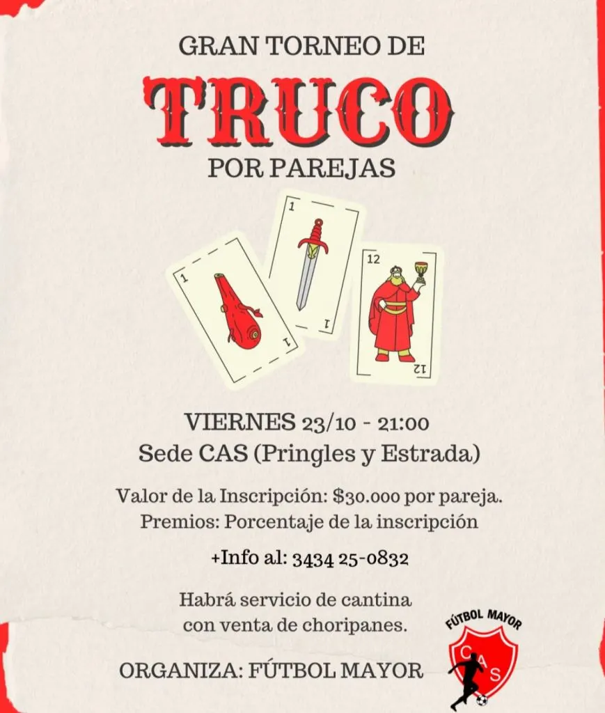 Sarmiento organiza un gran torneo de truco en parejas