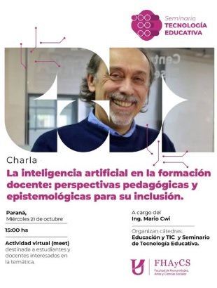 Se realizará una charla sobre la Inteligencia Artificial en la formación docente