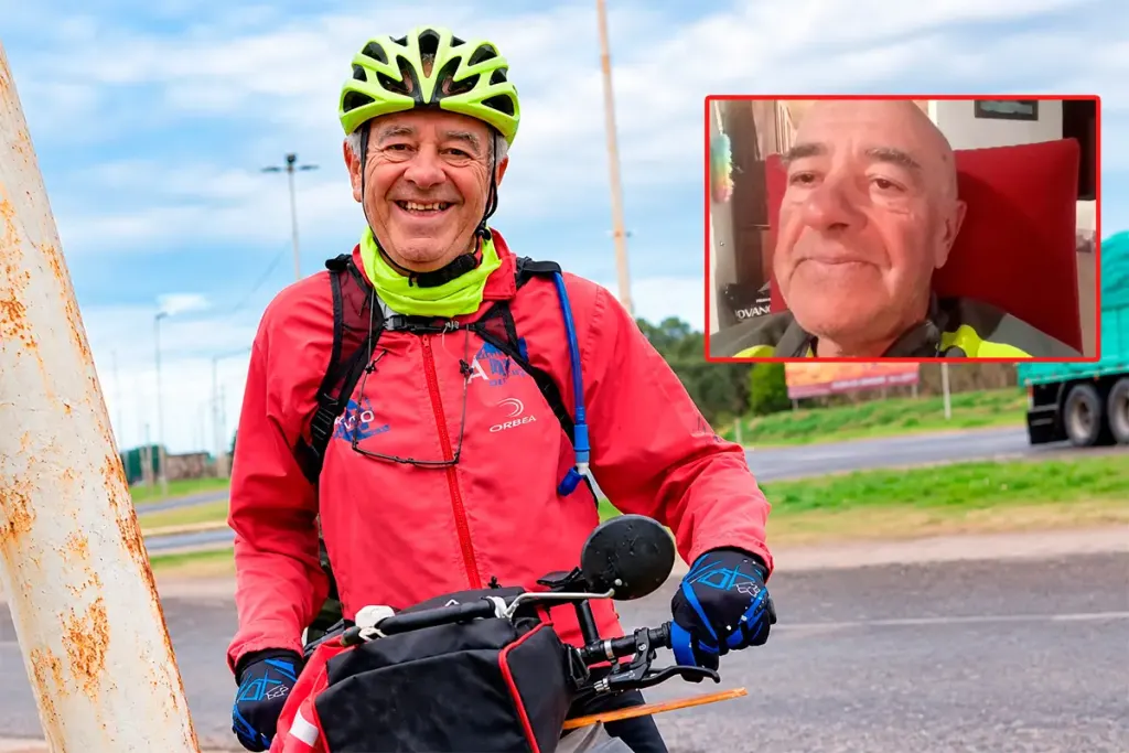 Un accidente frenó su sueño, pero no su fe: es de Crespo y vuelve a recorrer Entre Ríos en bicicleta