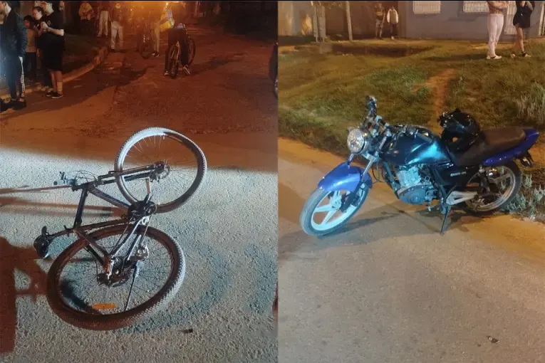 Una mujer sufrió graves heridas tras un choque entre una moto y una bicicleta