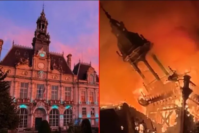 Video: incendiaron un ayuntamiento francés de 143 años durante las protestas por el costo de vida