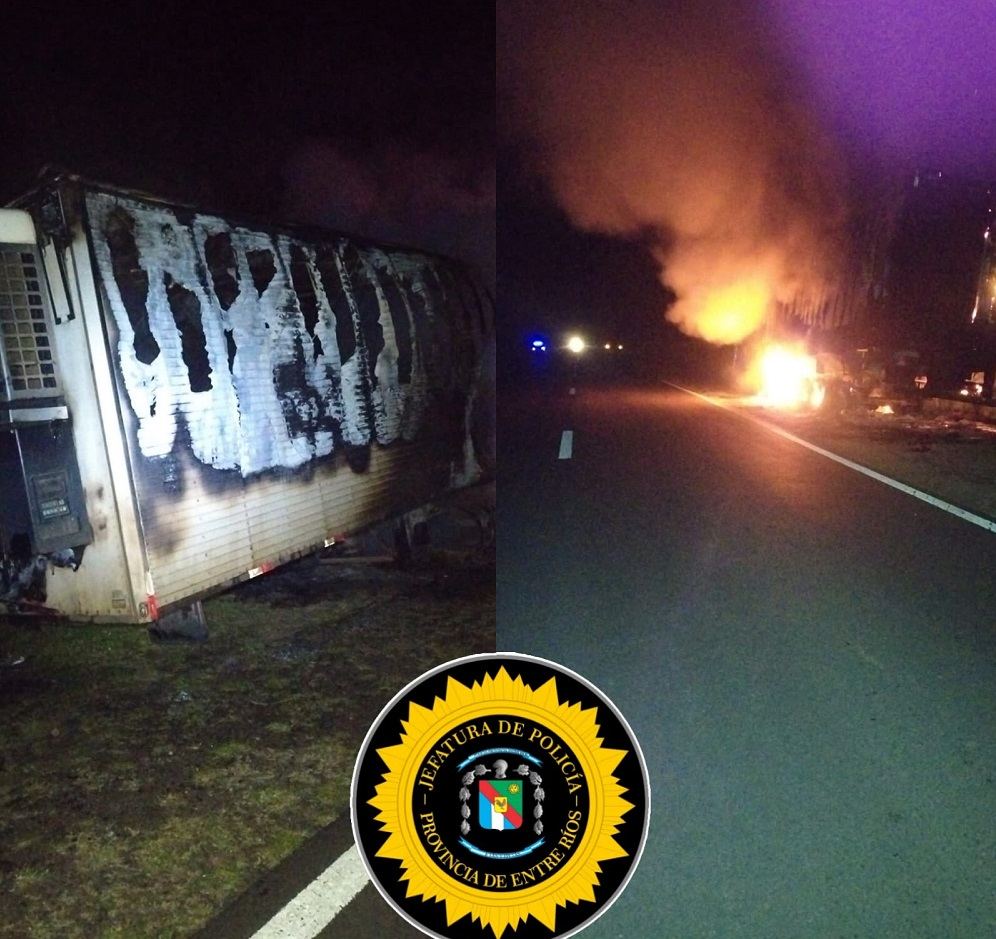 Villaguay: Se incendió un semirremolque térmico en Ruta 6